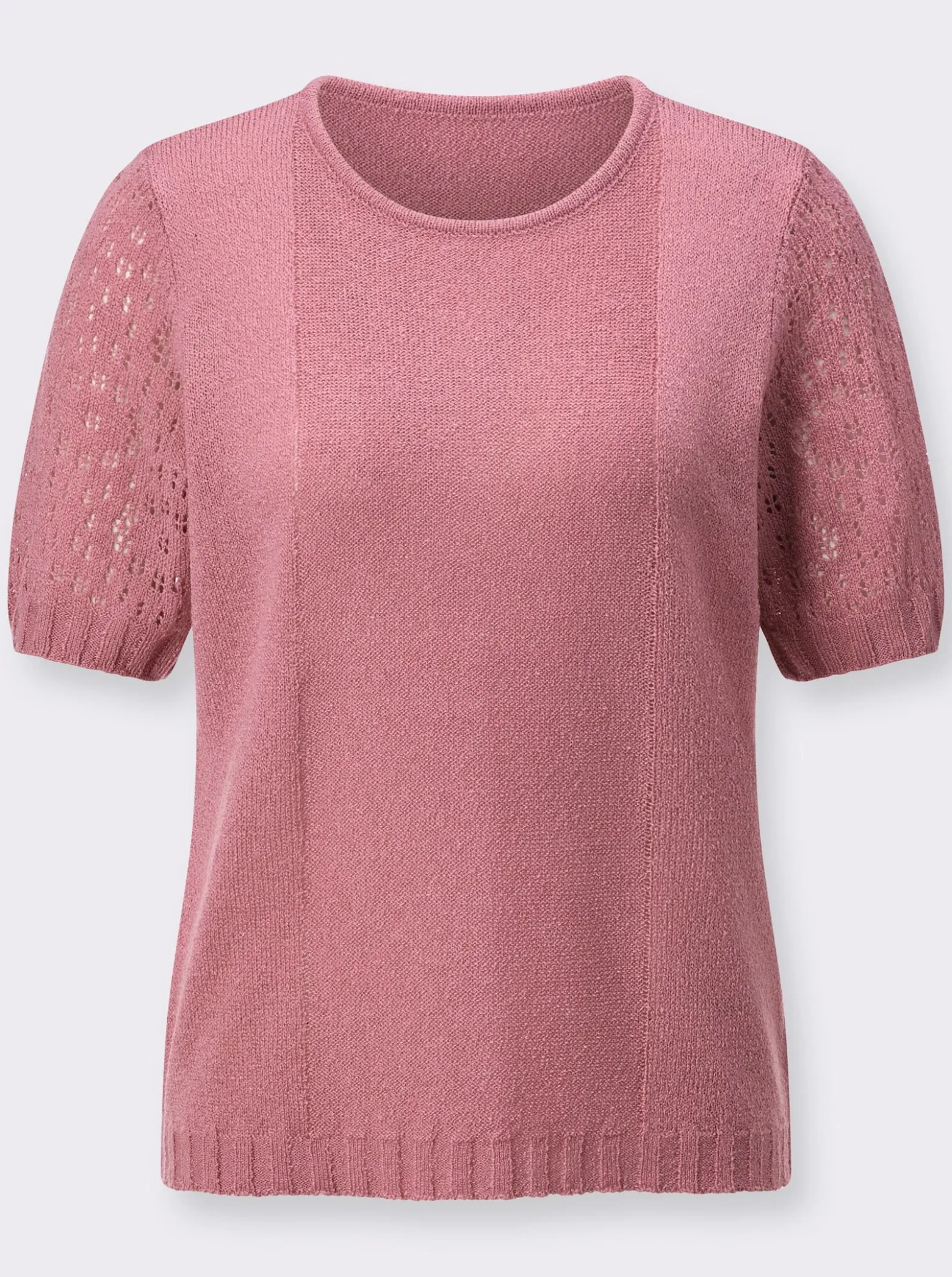 Bouclé-Pullover mit Ajourmuster-Ärmeln