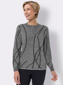 Bouclé-Pullover mit Jacquard-Muster