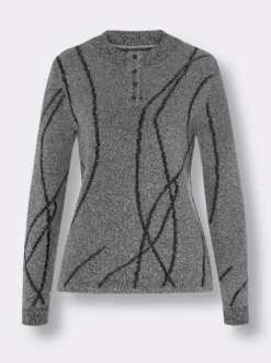 Bouclé-Pullover mit Jacquard-Muster