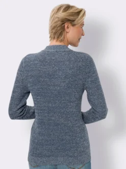 Bouclé-Pullover mit Stehkragen