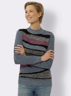 Bouclé-Pullover mit Stehkragen