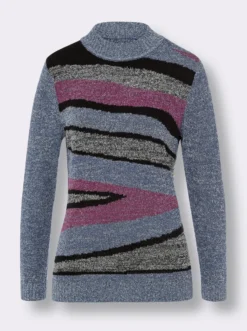 Bouclé-Pullover mit Stehkragen