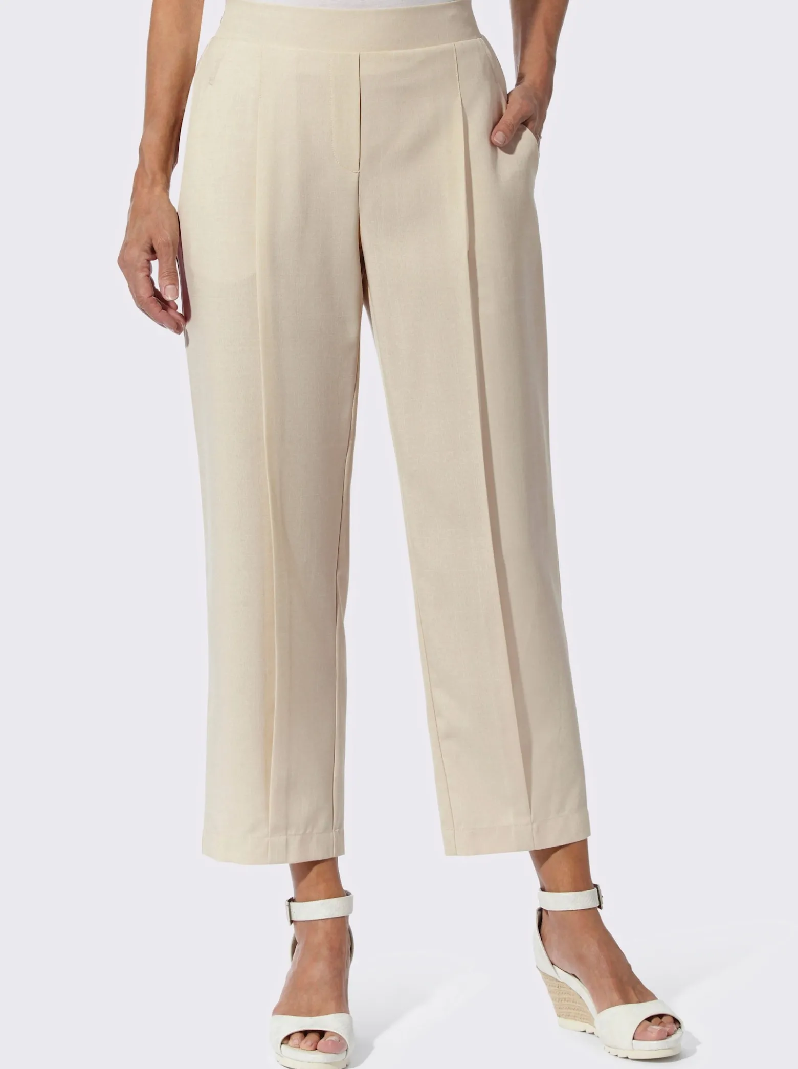 Bundfaltenhose in Leinen-Optik