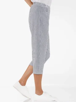 Caprihose aus Seersucker, gestreift