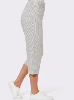Caprihose aus Seersucker, gestreift