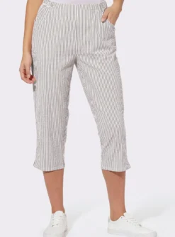 Caprihose aus Seersucker, gestreift