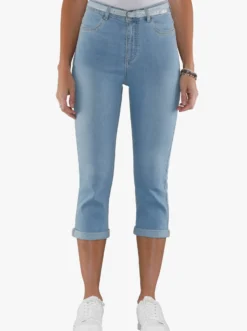 Caprijeans inkl. Glitzer-Gürtel, Stretch-Qualität