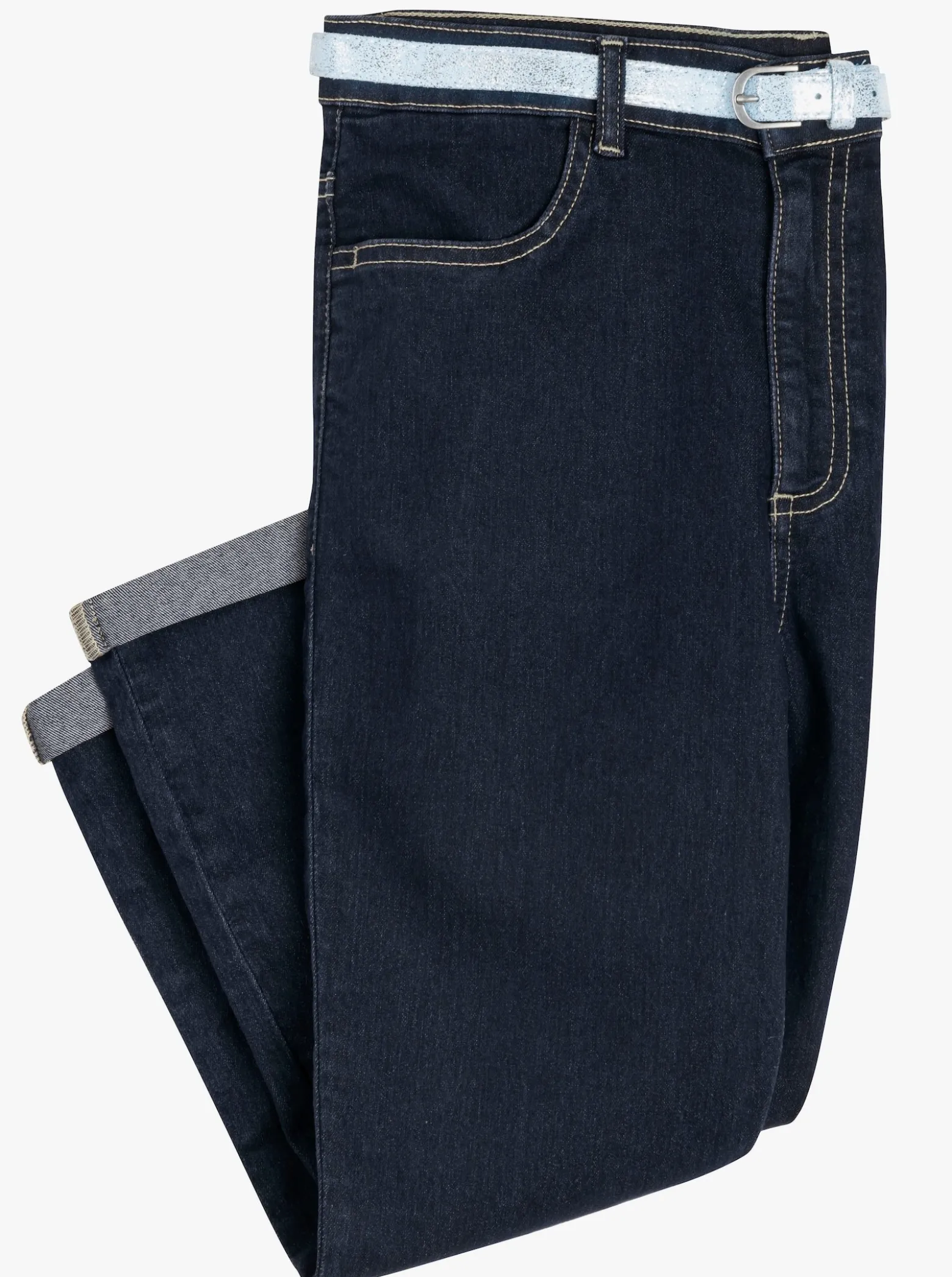 Caprijeans inkl. Glitzer-Gürtel, Stretch-Qualität