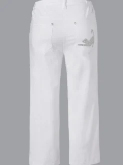 Caprijeans mit glitzerndem Katzenmotiv