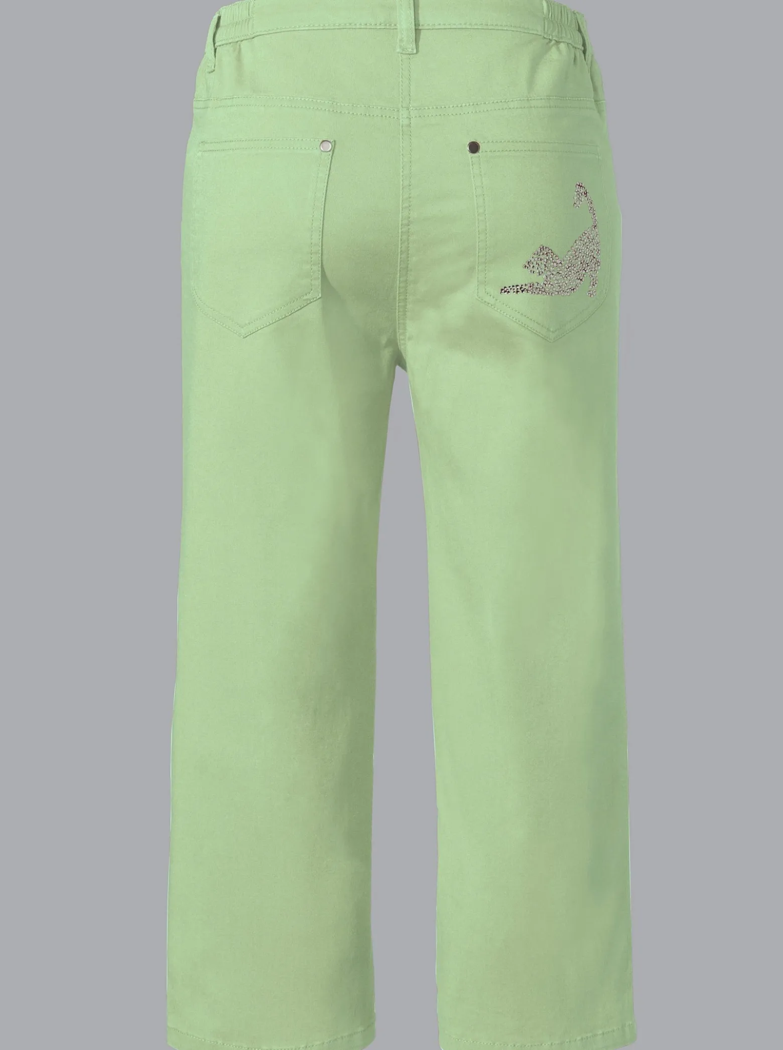 Caprijeans mit glitzerndem Katzenmotiv