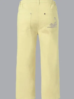 Caprijeans mit glitzerndem Katzenmotiv