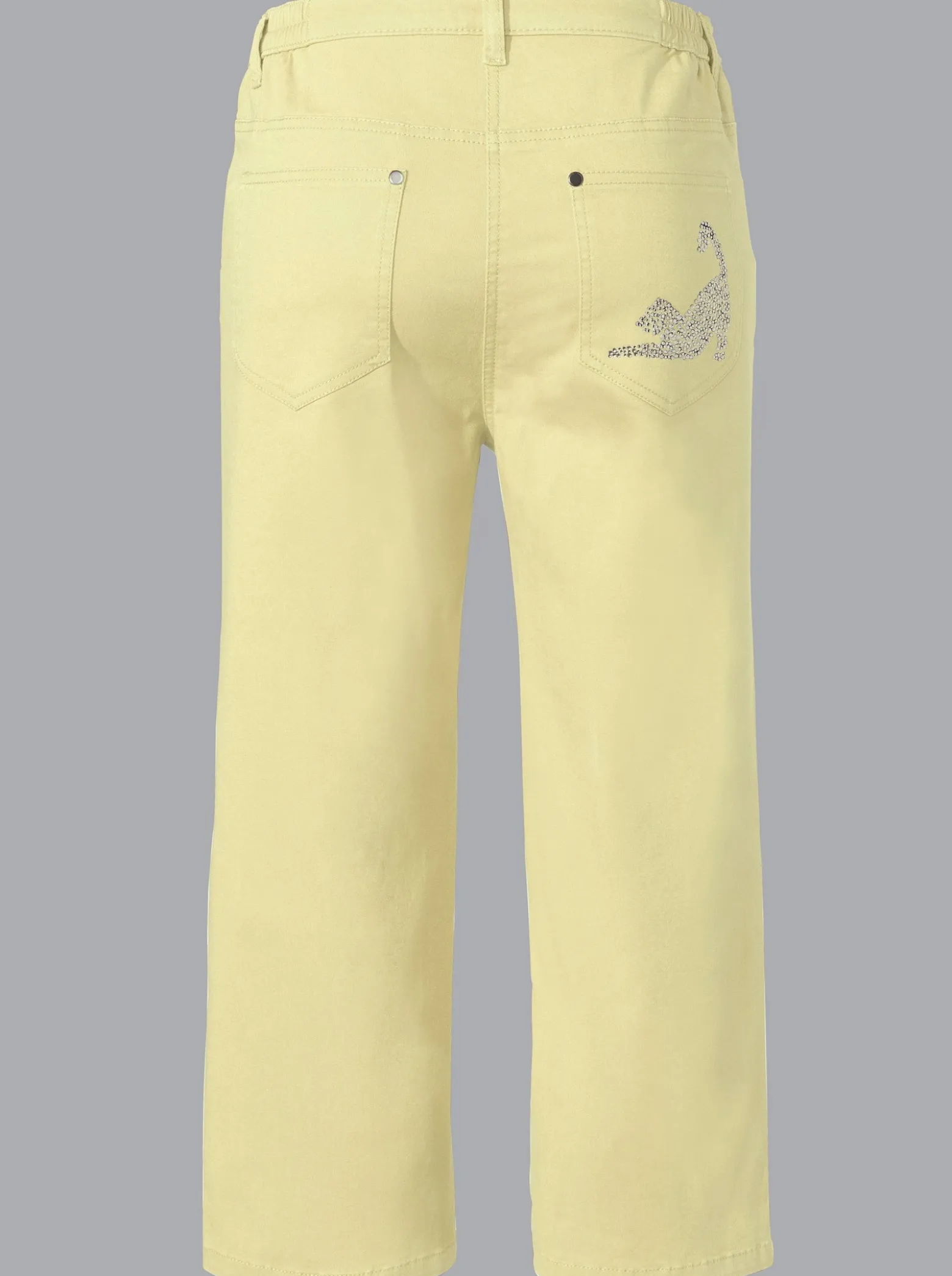 Caprijeans mit glitzerndem Katzenmotiv
