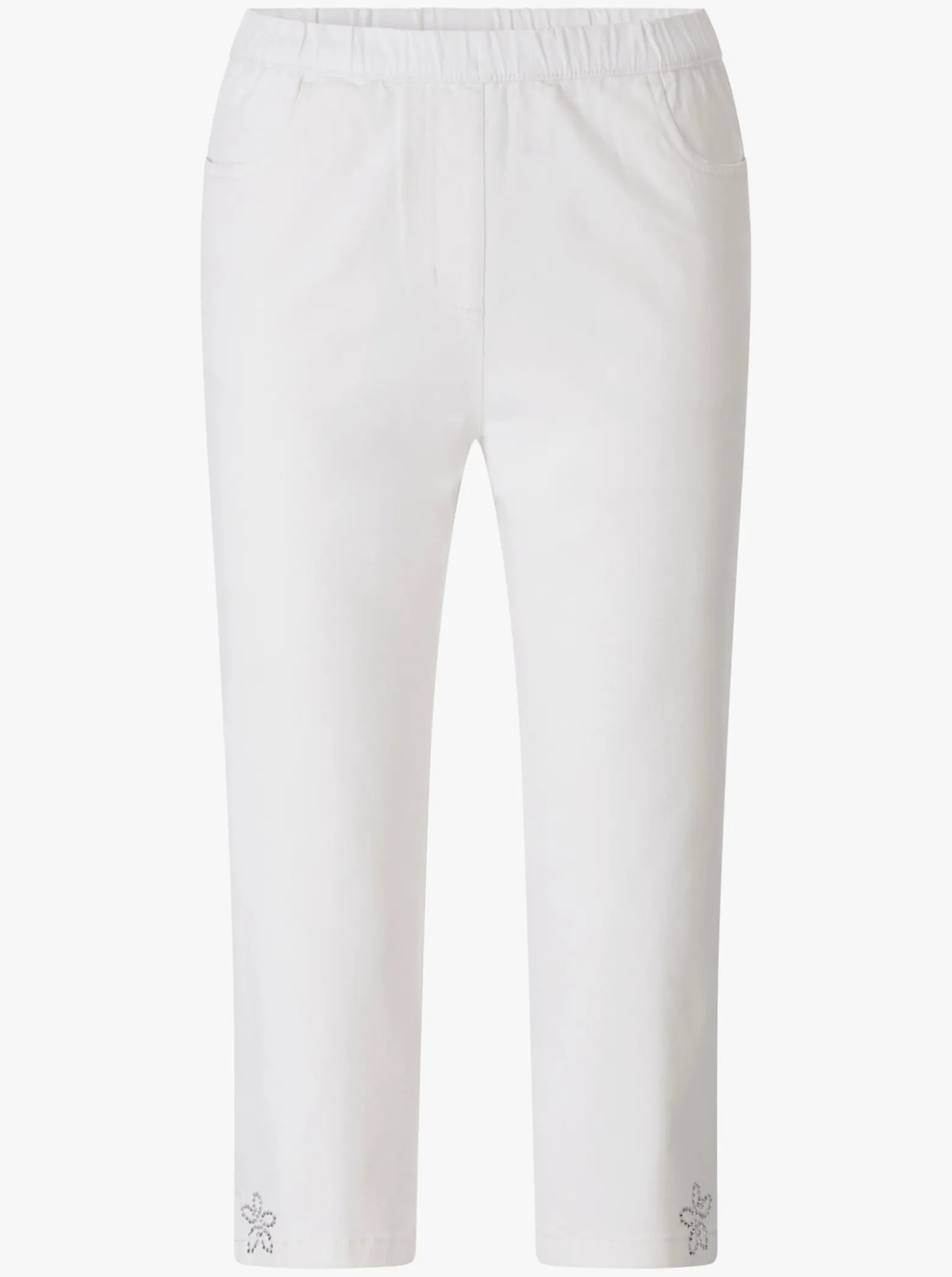 Caprijeans mit Glitzersteinchen-Deko