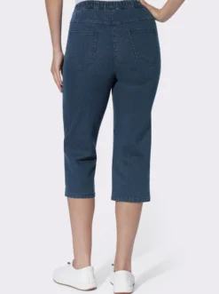 Caprijeans mit Glitzersteinchen-Deko