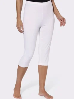 Caprileggings mit Glitzerdruck am Saum