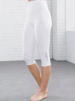 Caprileggings mit Glitzerdruck am Saum