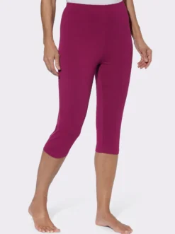 Caprileggings mit Glitzerdruck am Saum