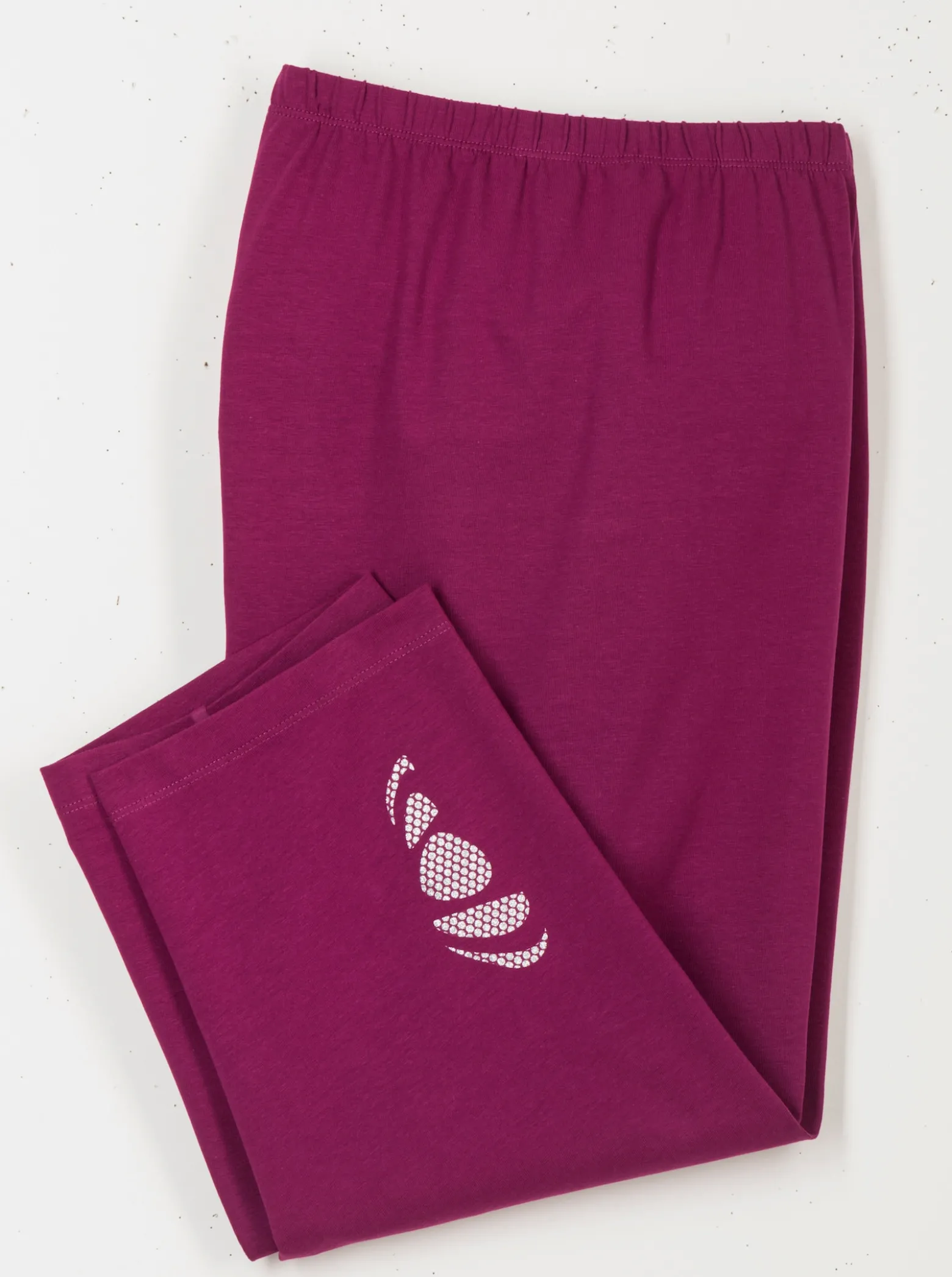 Caprileggings mit Glitzerdruck am Saum