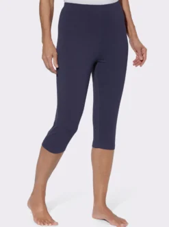 Caprileggings mit Glitzerdruck am Saum