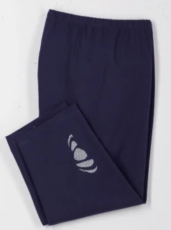 Caprileggings mit Glitzerdruck am Saum