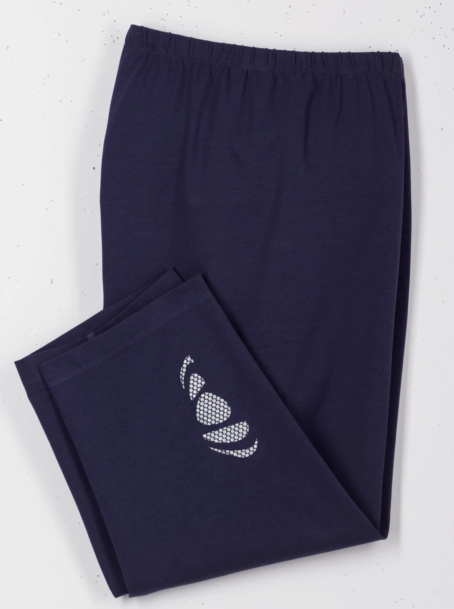 Caprileggings mit Glitzerdruck am Saum