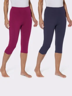 Caprileggings mit Glitzerdruck am Saum
