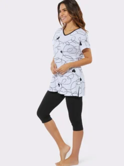 Capri-Schlafanzug aus Longshirt und Leggings