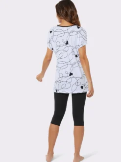 Capri-Schlafanzug aus Longshirt und Leggings