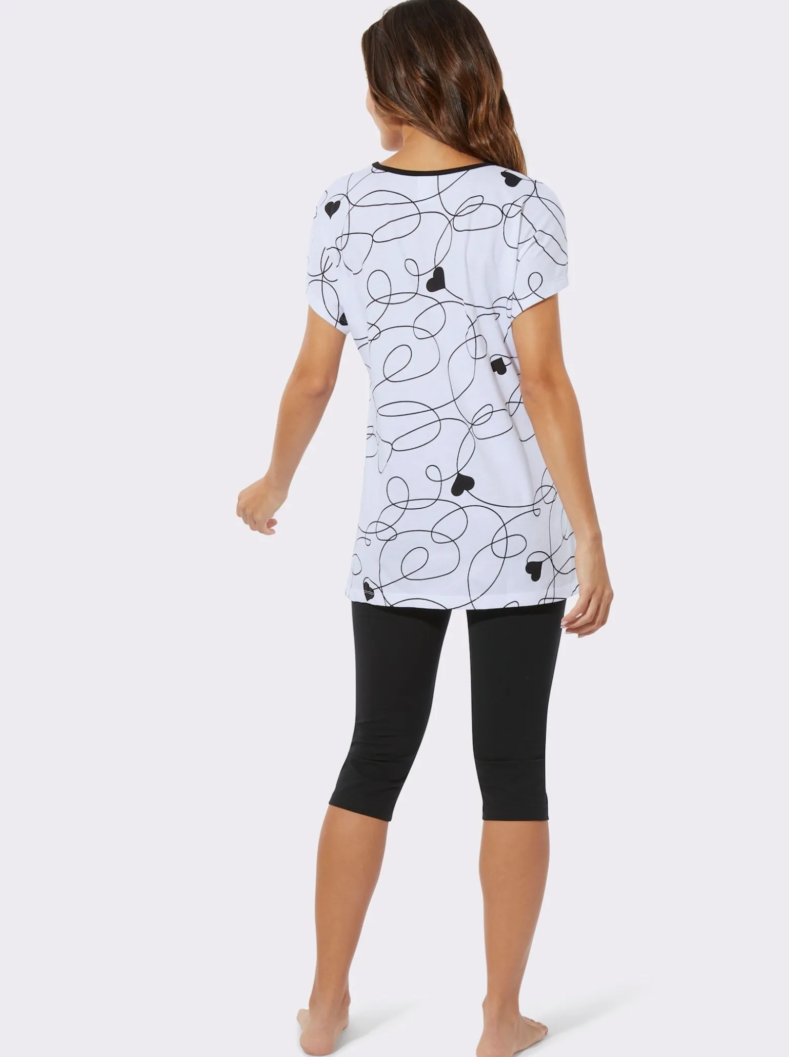 Capri-Schlafanzug aus Longshirt und Leggings