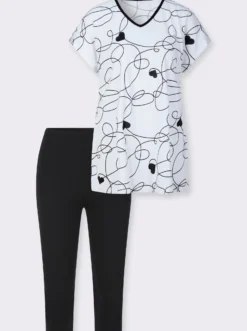 Capri-Schlafanzug aus Longshirt und Leggings