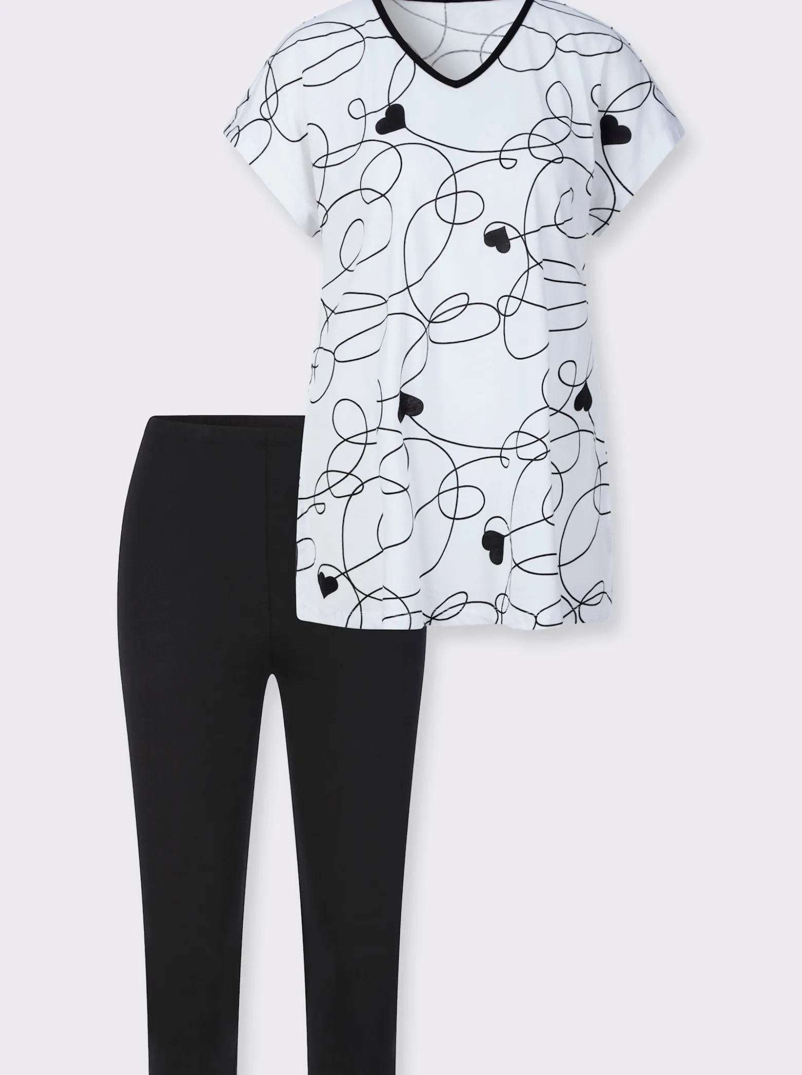 Capri-Schlafanzug aus Longshirt und Leggings