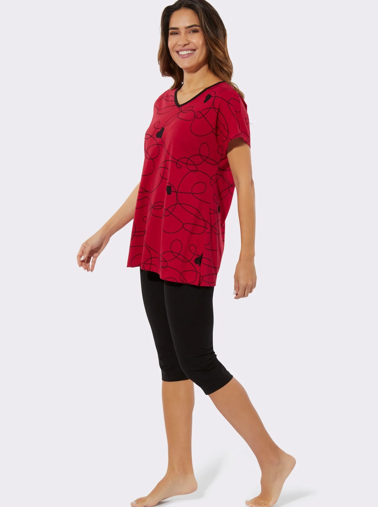 Capri-Schlafanzug aus Longshirt und Leggings