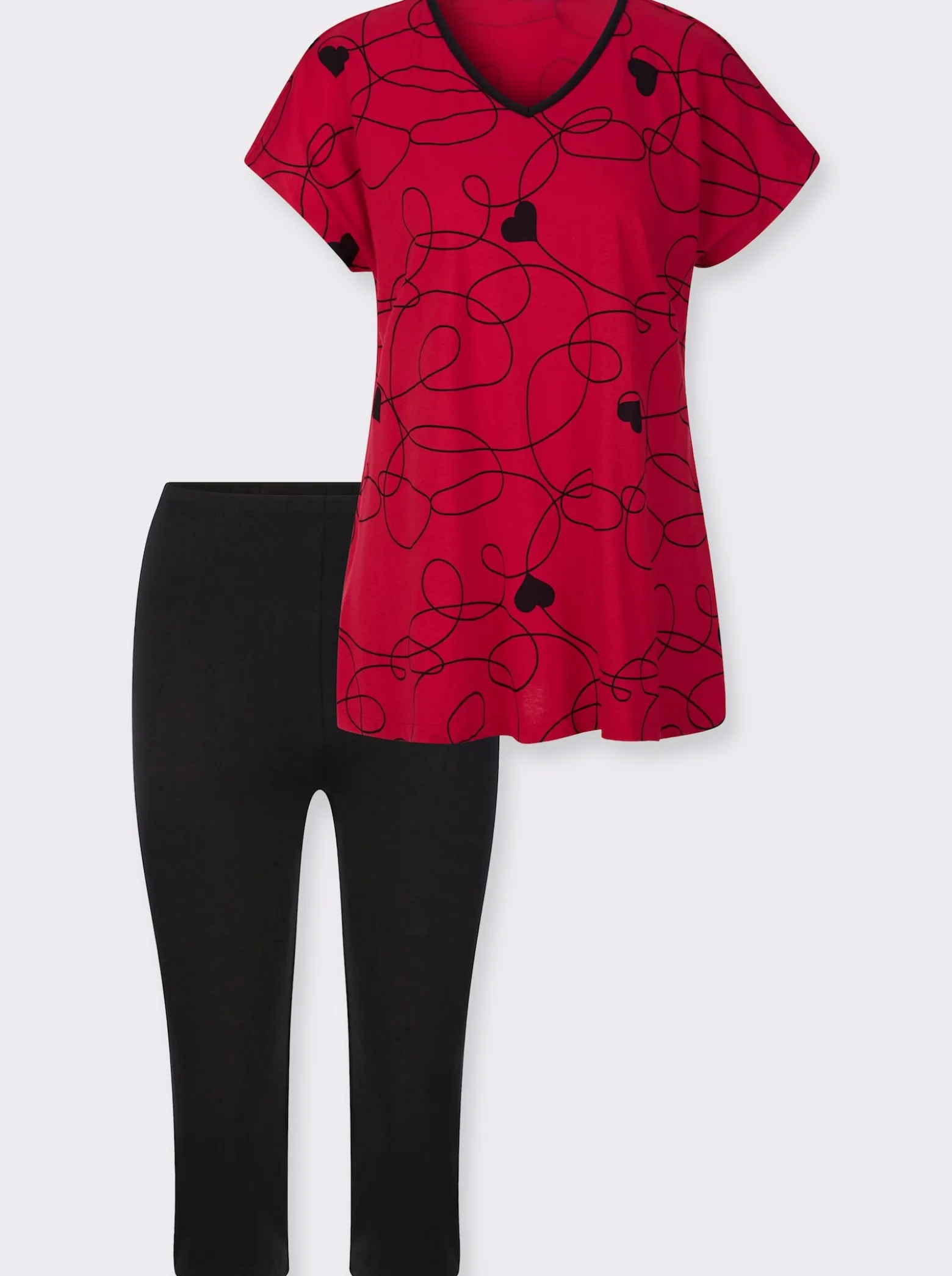 Capri-Schlafanzug aus Longshirt und Leggings