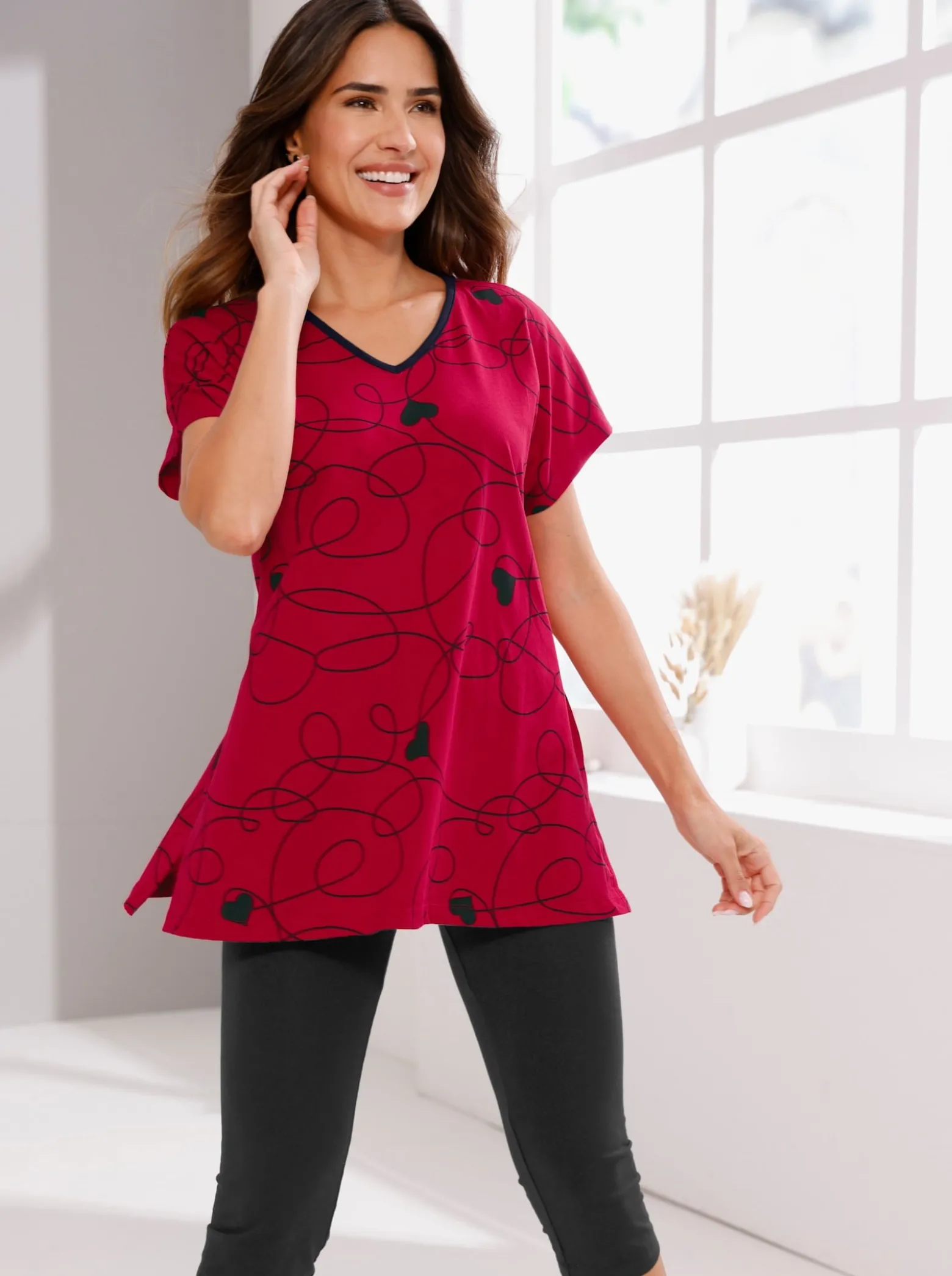 Capri-Schlafanzug aus Longshirt und Leggings