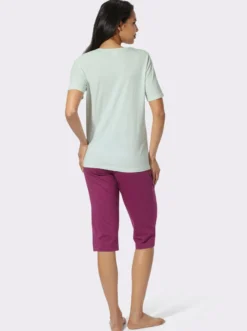 Capri-Schlafanzug mit Animal- und Blütendruck
