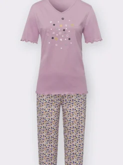 Capri-Schlafanzug mit Blümchen-Muster