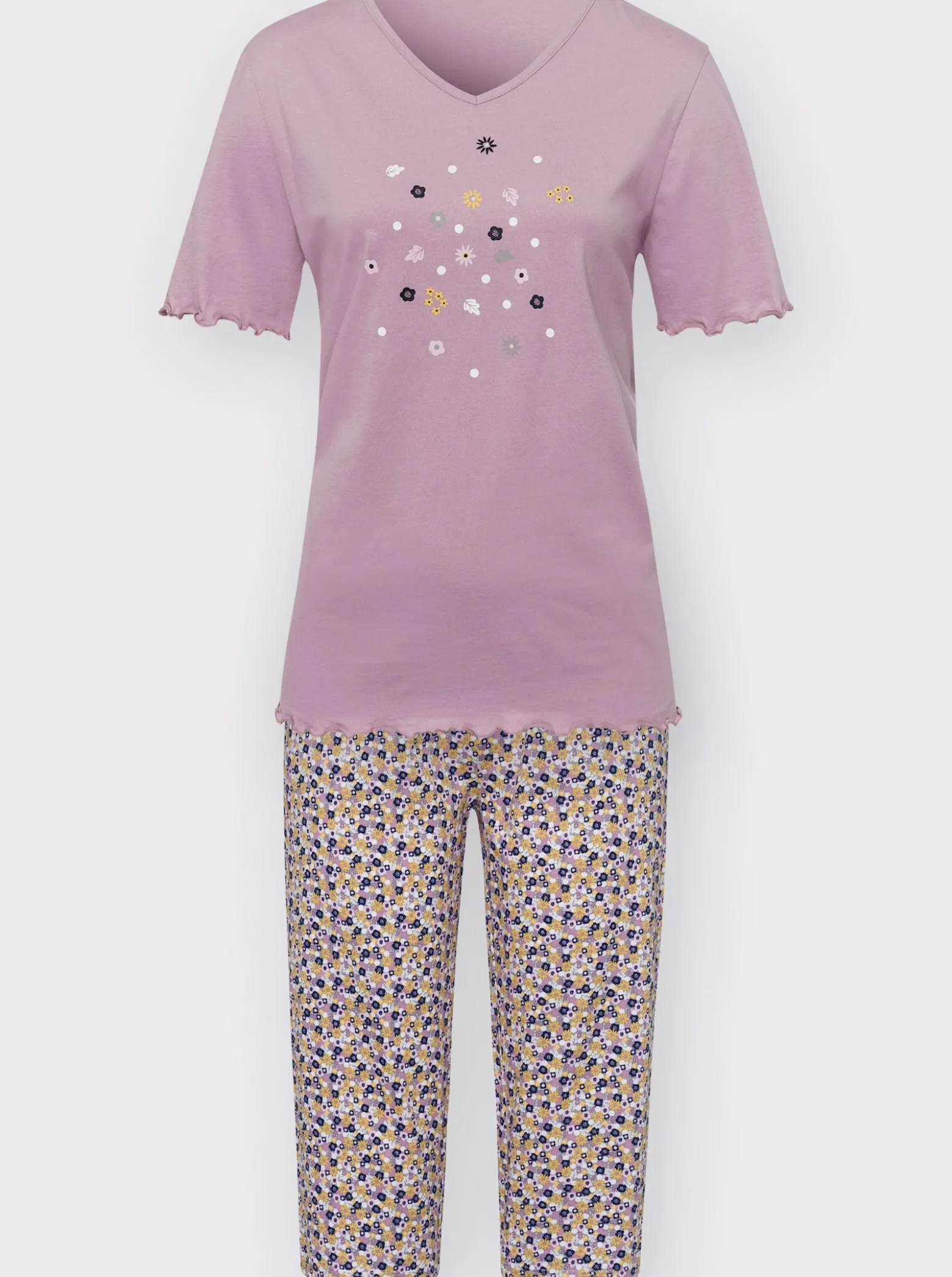 Capri-Schlafanzug mit Blümchen-Muster
