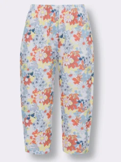 Capri-Schlafanzug mit V-Ausschnitt, floral bedruckt