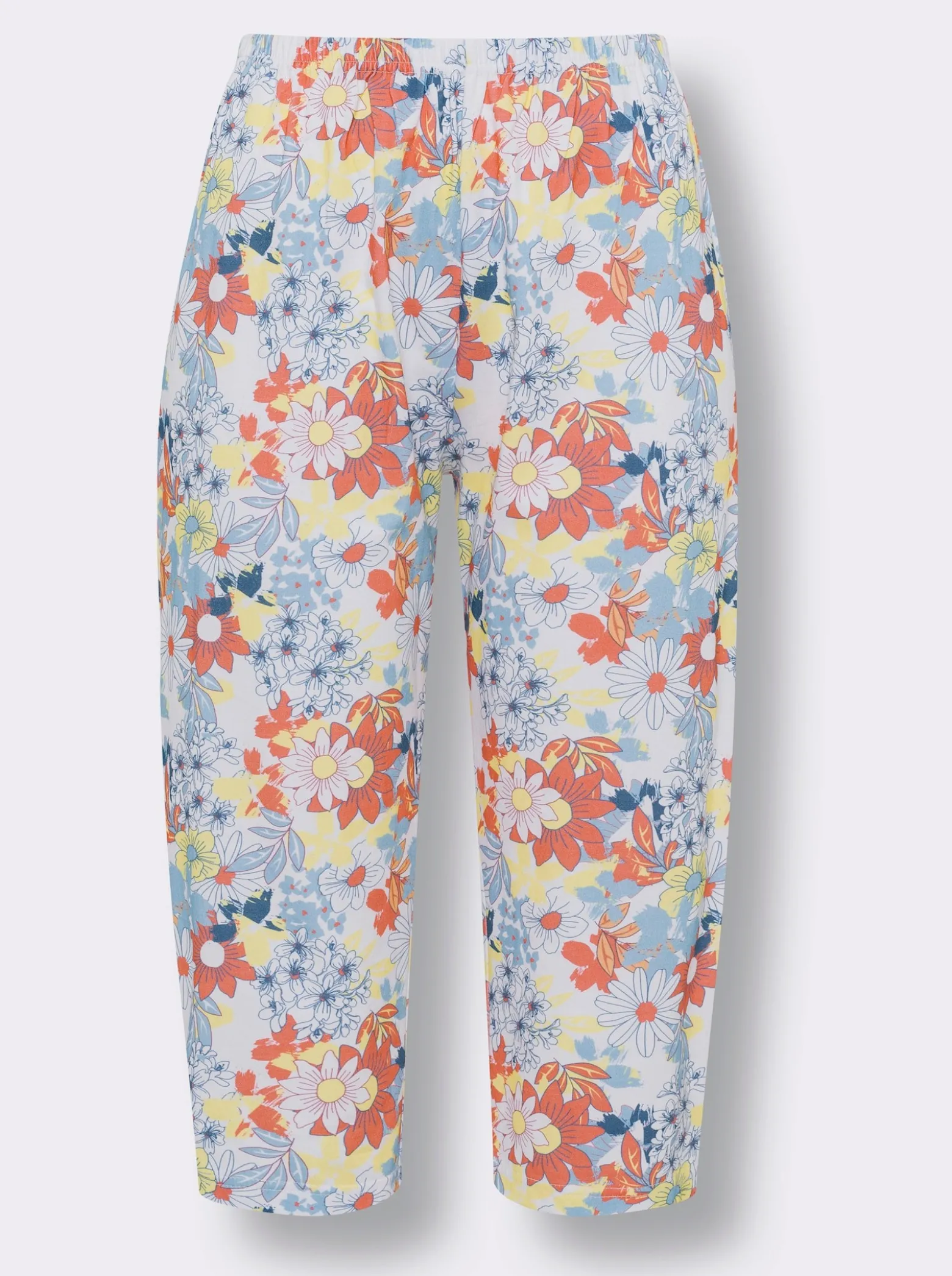 Capri-Schlafanzug mit V-Ausschnitt, floral bedruckt