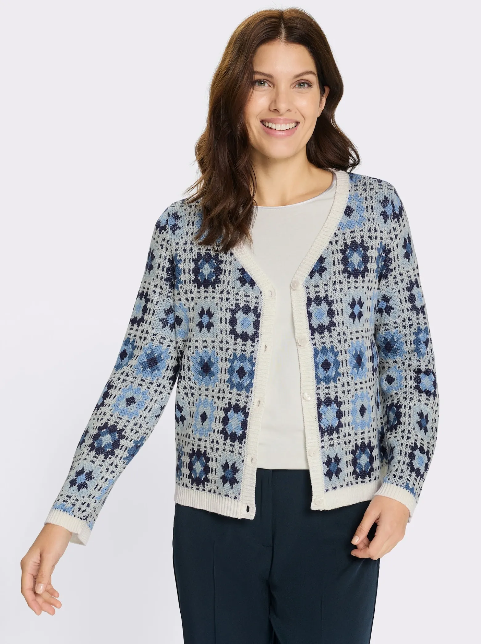 Cardigan im Patchwork-Muster