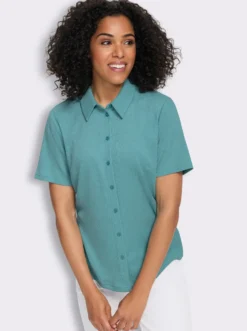 Crinklebluse mit kurzen Ärmeln