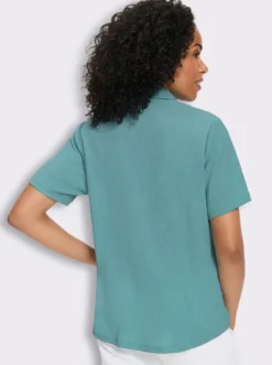 Crinklebluse mit kurzen Ärmeln
