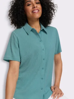 Crinklebluse mit kurzen Ärmeln