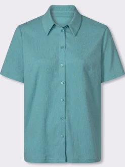 Crinklebluse mit kurzen Ärmeln