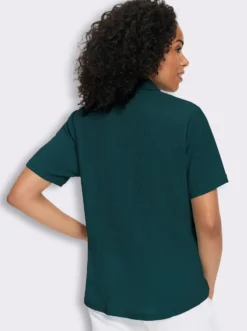 Crinklebluse mit kurzen Ärmeln