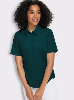 Crinklebluse mit kurzen Ärmeln