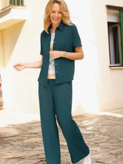 Crinklebluse mit kurzen Ärmeln