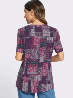 Druckbluse im Patchwork-Dessin
