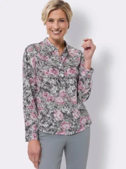 Druckbluse in Crêpe-Qualität