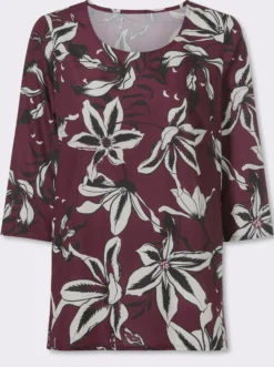 Druckbluse in floralem Dessin